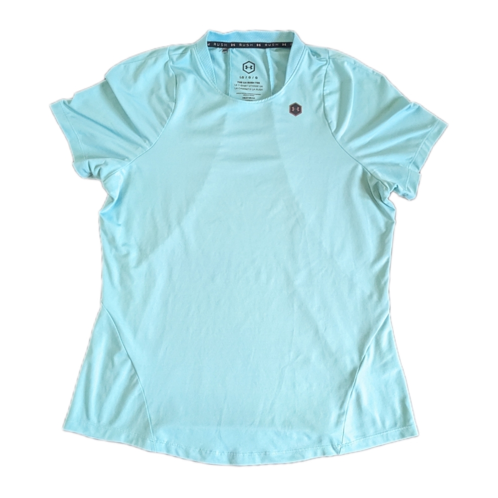 Under Armour Rush T Shirt Women's Large Aqua Colour